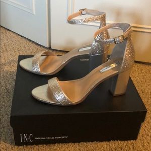 Rose Gold Rhinestone Block Heels